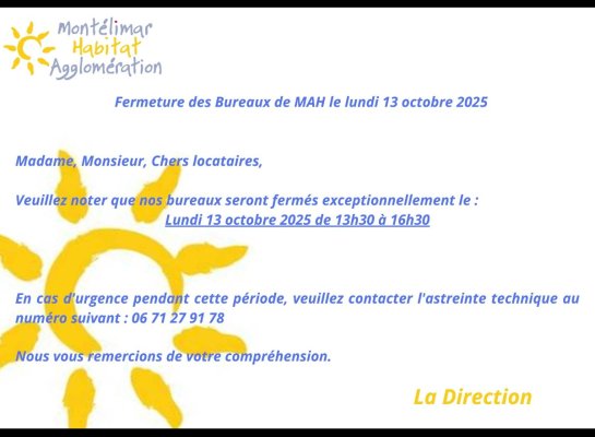 FERMETURE DES BUREAUX