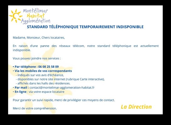 STANDARD INDISPONIBLE TEMPORAIREMENT