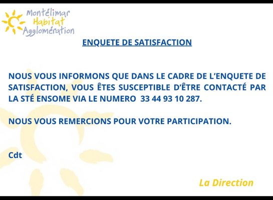 ENQUETE DE SATISFACTION