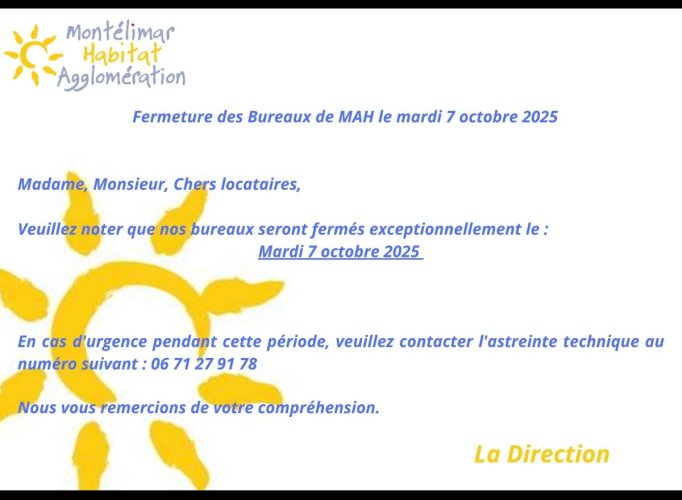 FERMETURE DES BUREAUX